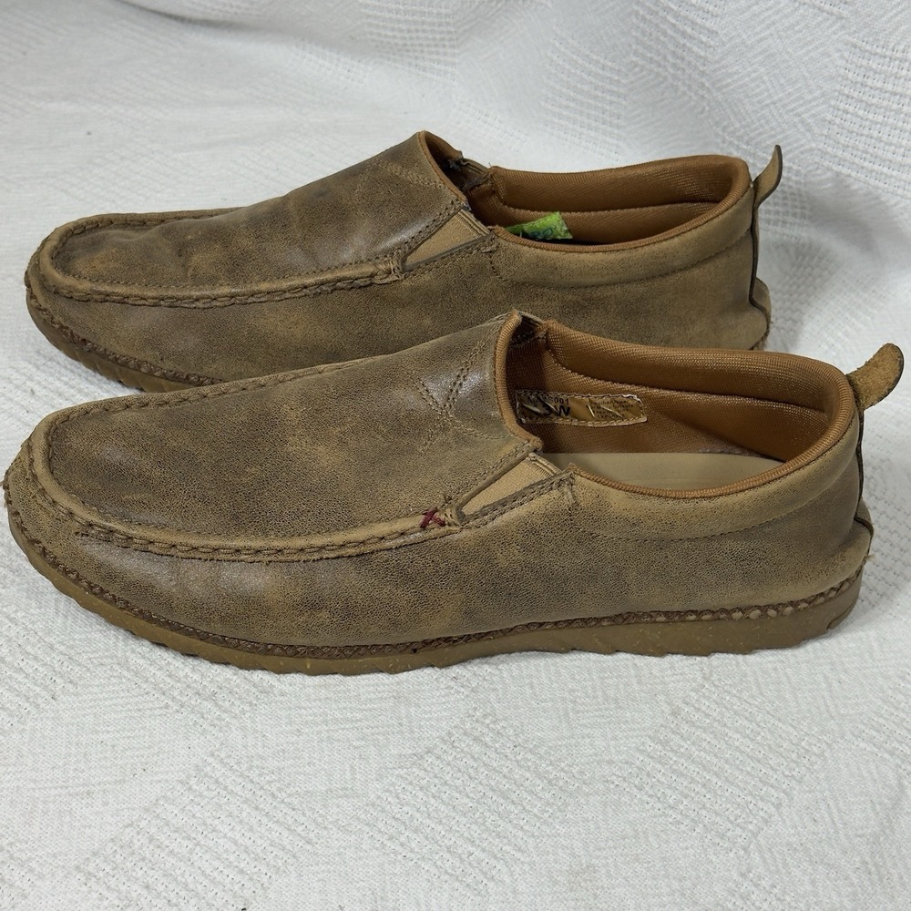 TWISTED X MEN'S Brown Driving Moc Leather Loafers Slip‎ On Bomber Shoe Size 13 W